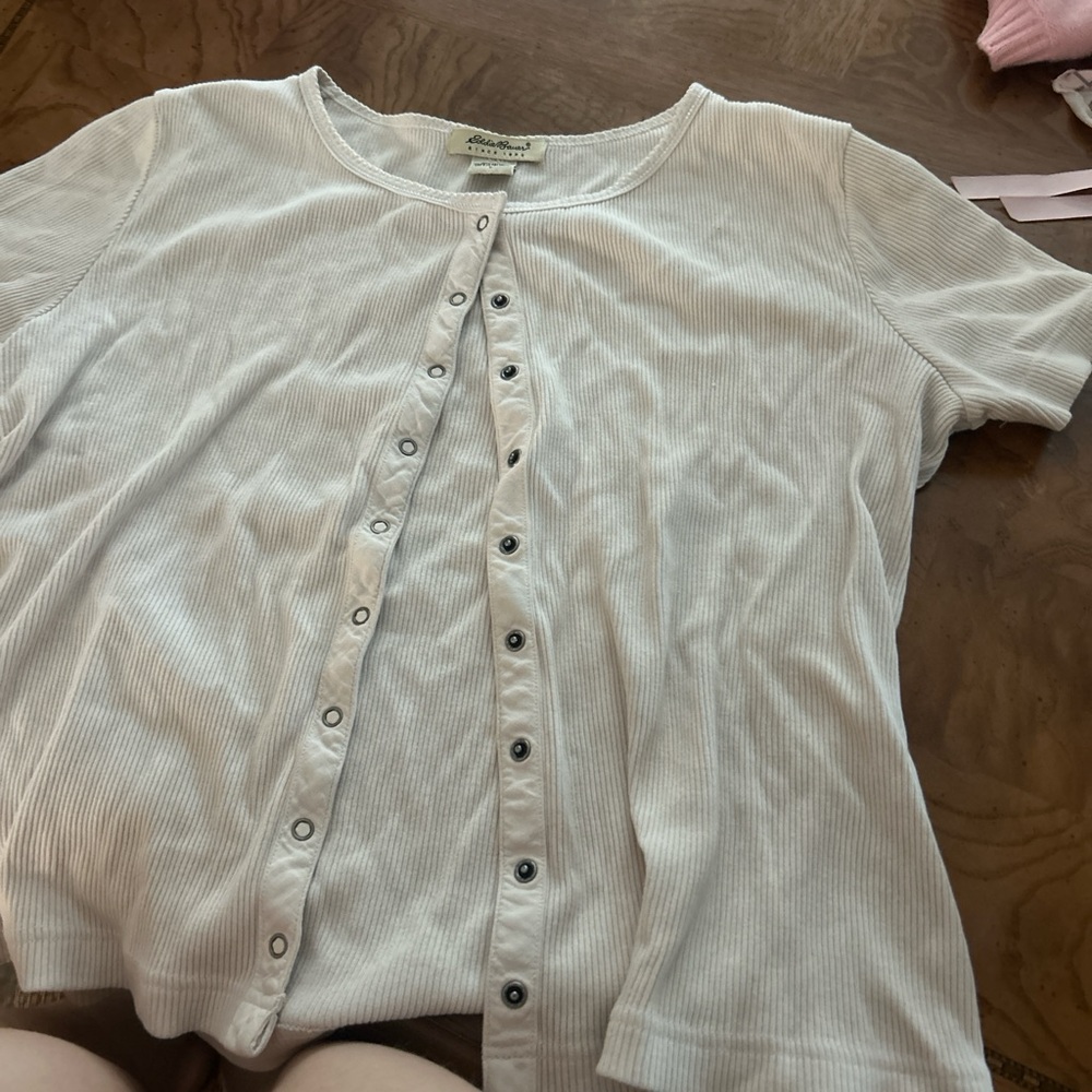 Eddie Bauer White Cardigan Sweater